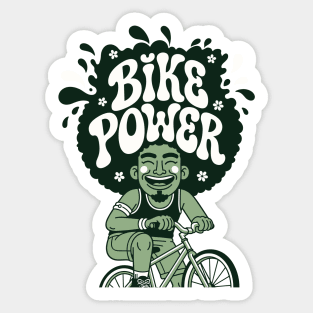 Bike Power! Groovy Afro Cyclist Sticker